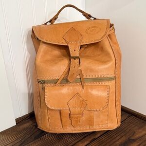 Classic Handcrafted Tan Leather Rucksack Backpack
